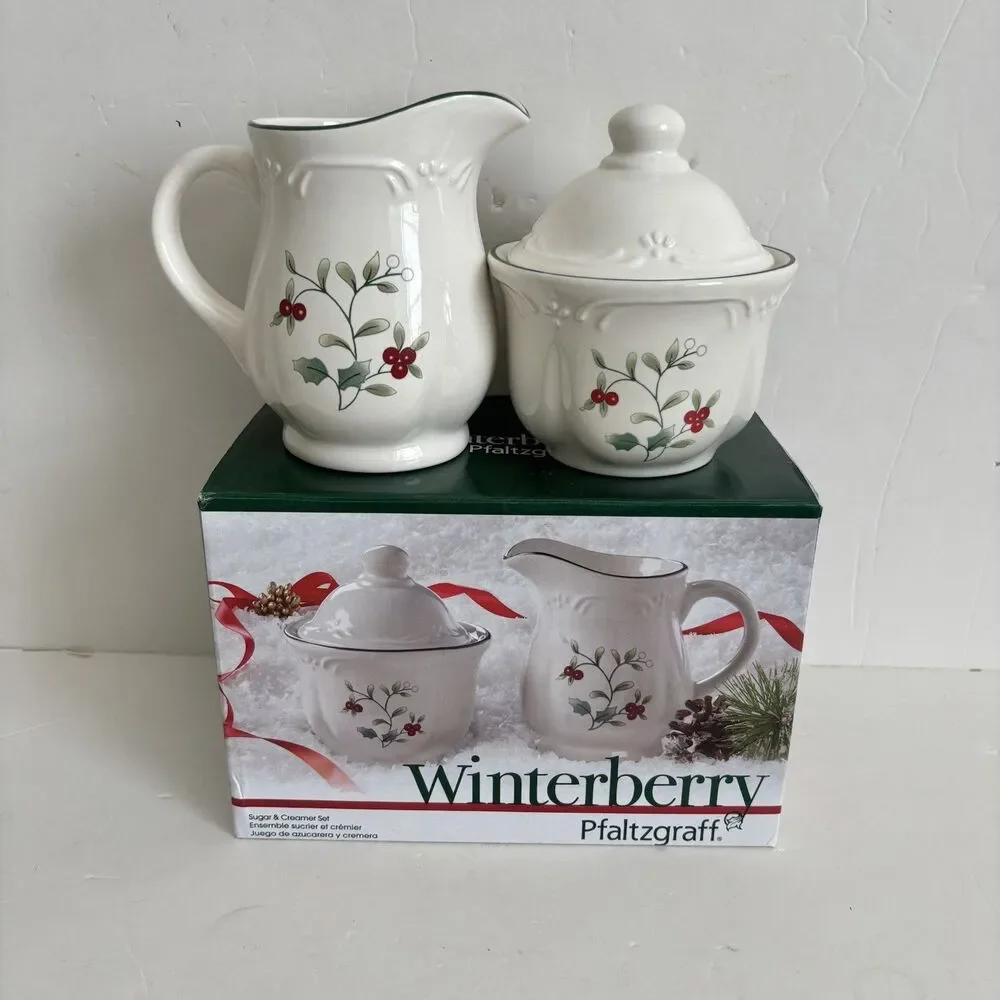 Pfaltzgraff Vintage Winter Berry Creamer & Sugar Bowl Dishwasher/Microwave Safe